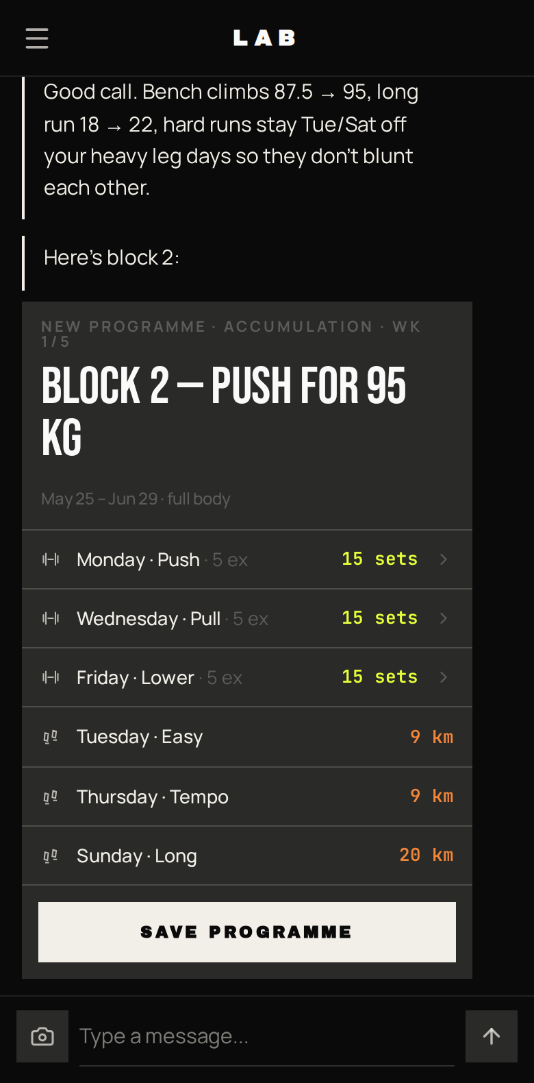 Coach · drafting the block